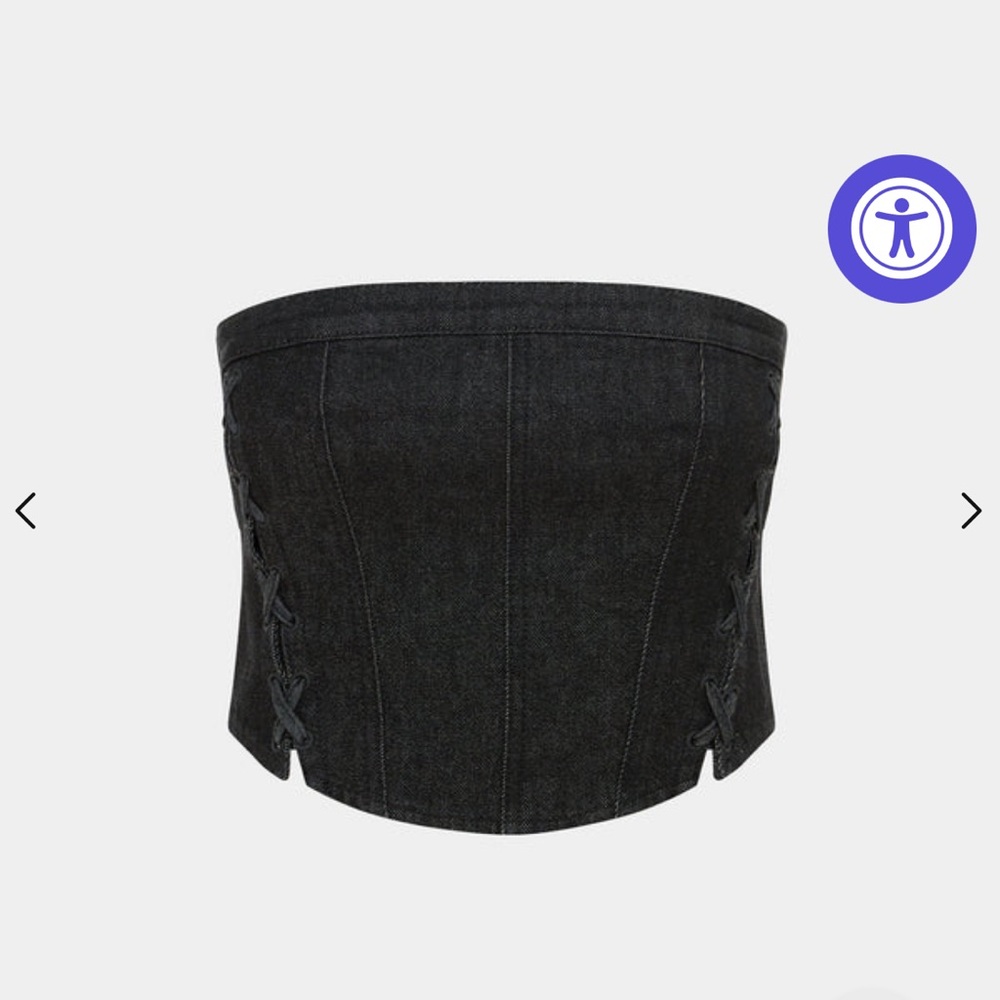BRAND NEW Bustier Ebony Laced Black Denim Corset Top S